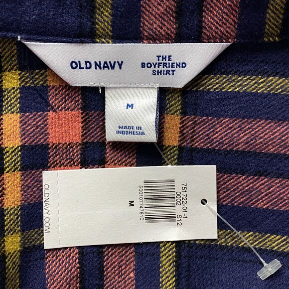 New Old Navy Flannel Loose Boyfriend Button Down Shirt Women's Size Medium - Picture 3 of 9